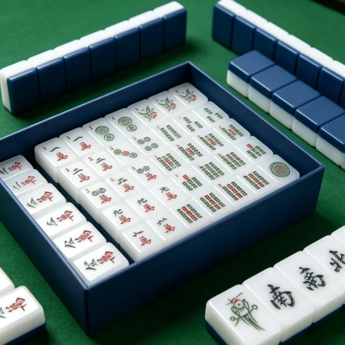 Professional navy American Mahjong set with deep blue acrylic tiles