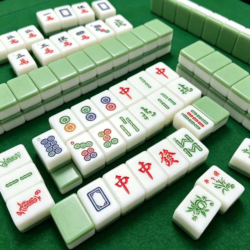 Sage green American Mahjong set with soft muted green tiles